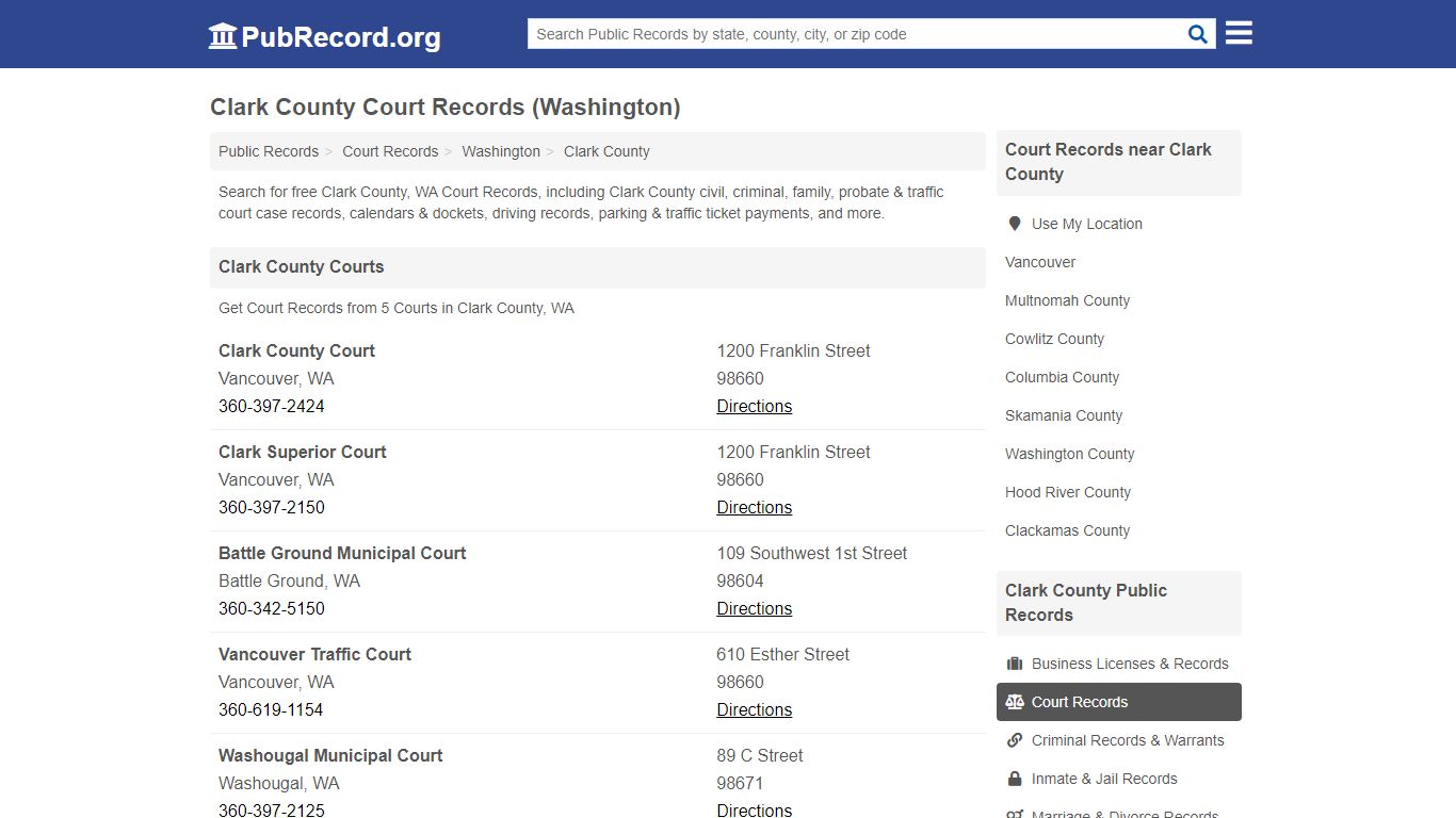 Free Clark County Court Records (Washington Court Records) - PubRecord.org